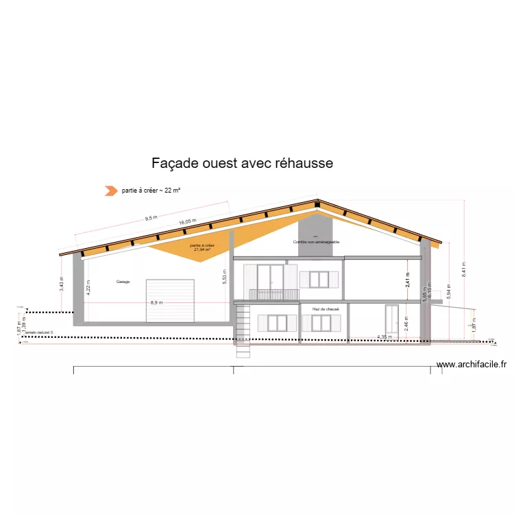 Projet fa&ccedil;ade ouest 4/4. Plan de 