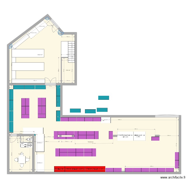 PROJET MODIF 09. Plan de 4 pièces et 214 m2