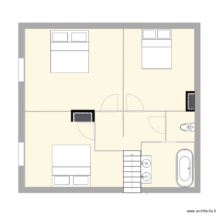 Fontlong Etage. Plan de 4 pièces et 59 m2