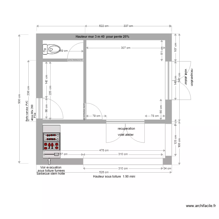 Abri jardin structure  . Plan de 
