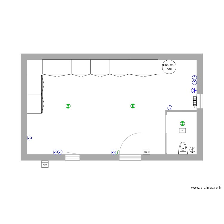 GARAGE M TURKI. Plan de 2 pièces et 28 m2