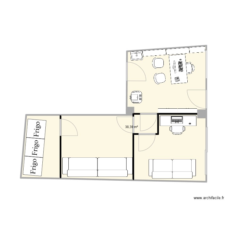 BureauEmi. Plan de 1 pièce et 38 m2