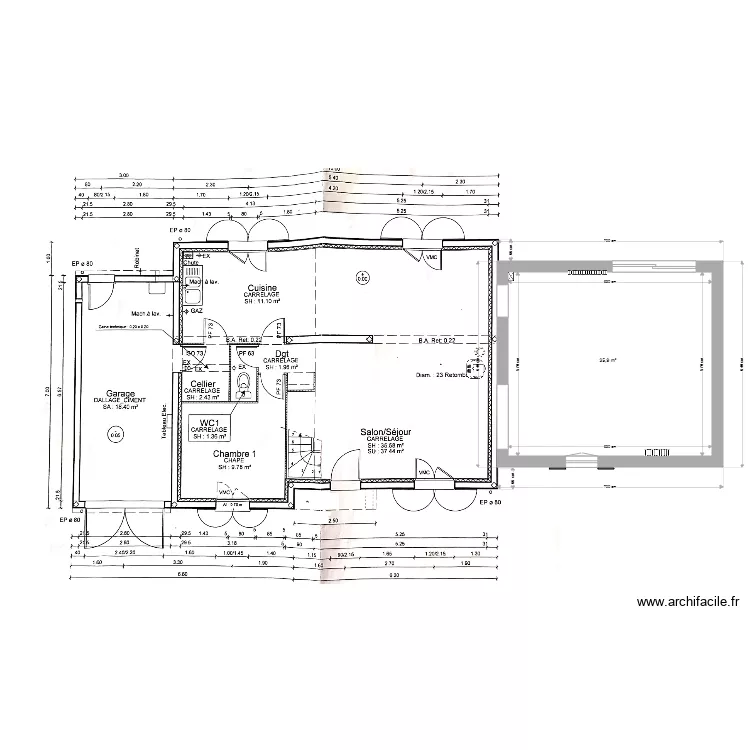 Agrandissement. Plan de 