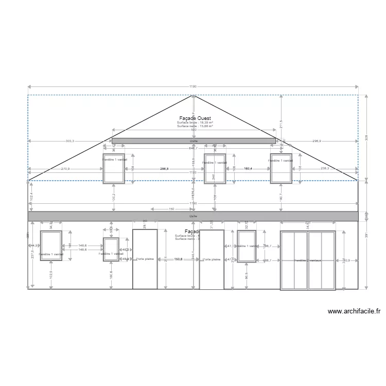 facade OUEST. Plan de 