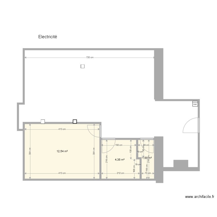 Plan électricité. Plan de 3 pièces et 19 m2