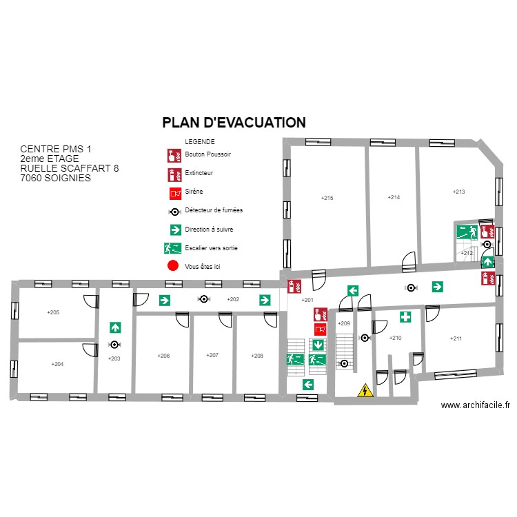 PLAN D'EVACUATION CPMS 1 SOIGNIES. Plan de 1 pièce et 145 m2