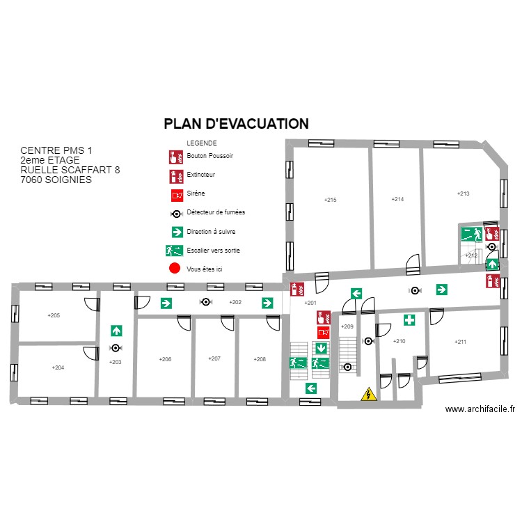 PLAN D'EVACUATION CPMS 1 SOIGNIES. Plan de 0 pièce et 0 m2