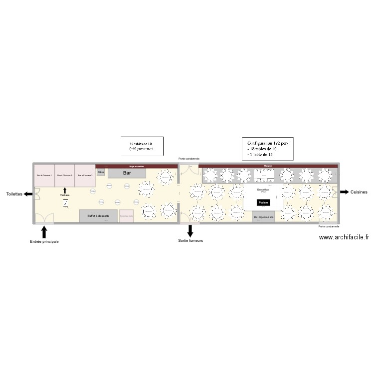 Plan de salle - Mariage 3. Plan de 2 pièces et 421 m2