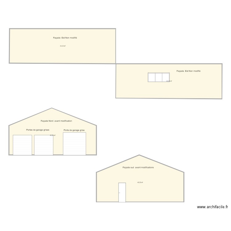 plans facades. Plan de 4 pièces et 169 m2