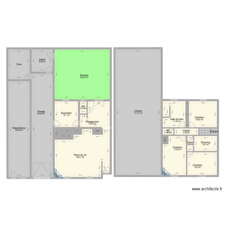 PATTOUX. Plan de 26 pièces et 423 m2