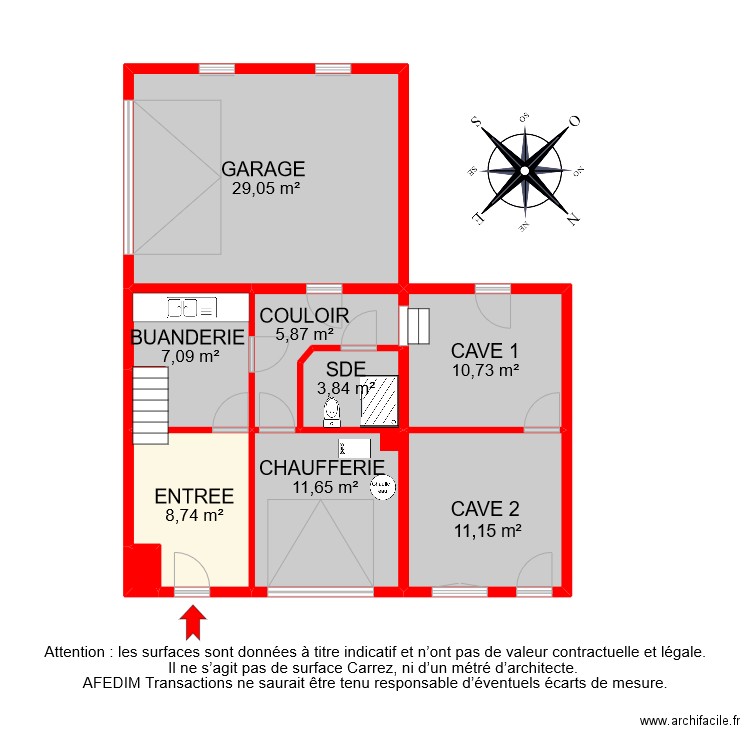 BI 10859 RDC. Plan de 10 pièces et 91 m2