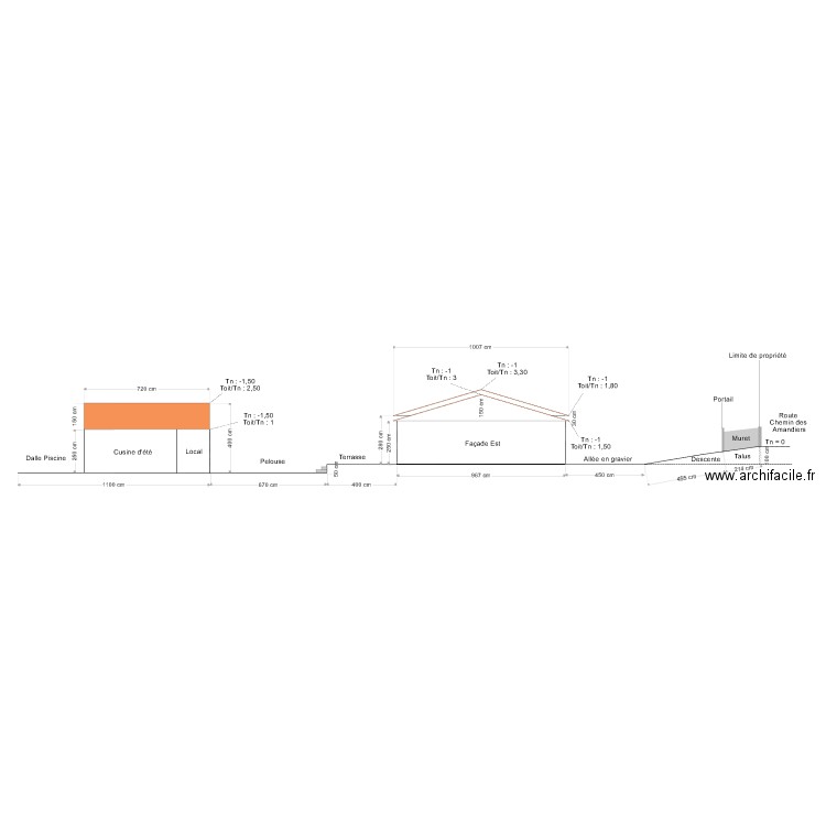 Plan de Coupe Façade Est . Plan de 0 pièce et 0 m2