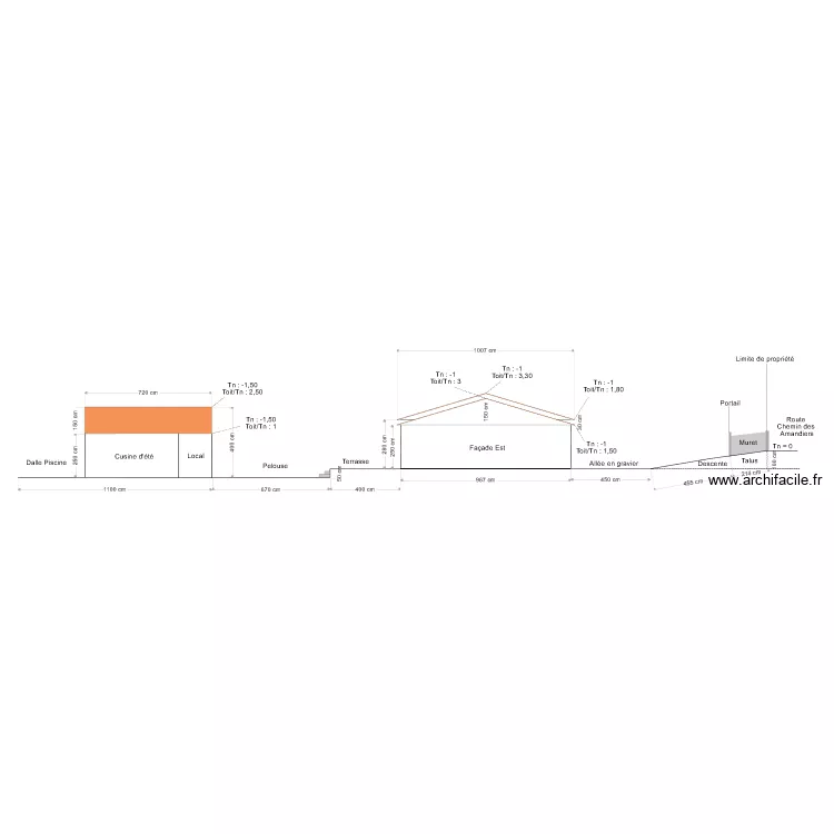 Plan de Coupe Fa&ccedil;ade Est . Plan de 
