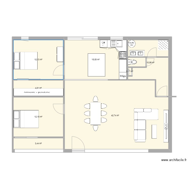 plan broullion . Plan de 8 pièces et 101 m2