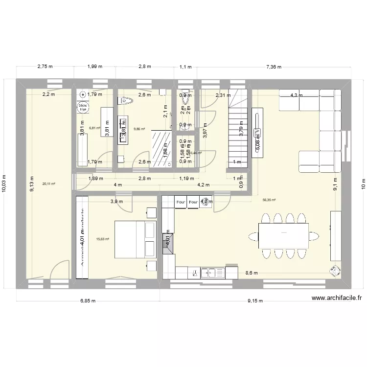 N&egrave;n&egrave;ne. Plan de 8  et 128 m²