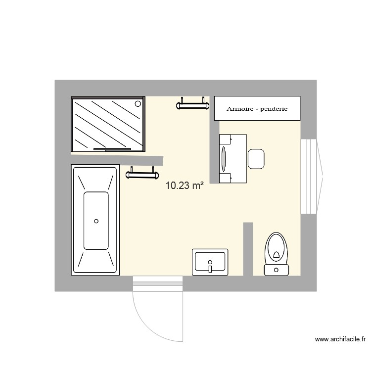 salle de bain - Plan 1 pièce 10 m2 dessiné par mikevero59