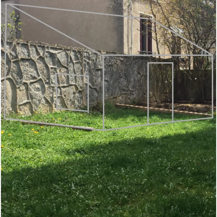 Simulation abris jardin 4m. Plan de Simulation abris jardin 4m. Plan de