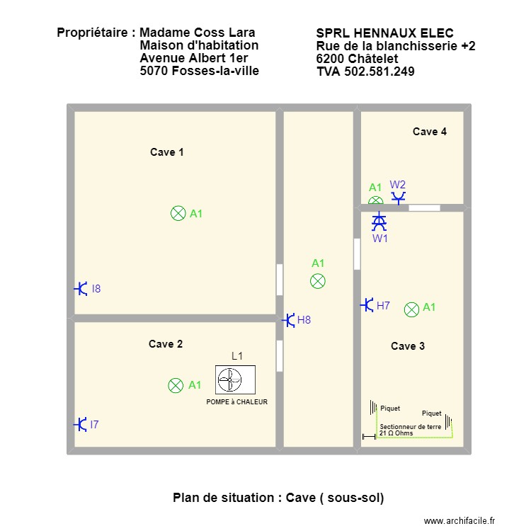 lara fosses cave. Plan de 5 pièces et 177 m2