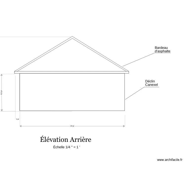 Garage élévation arriére. Plan de Garage élévation arriére. Plan de