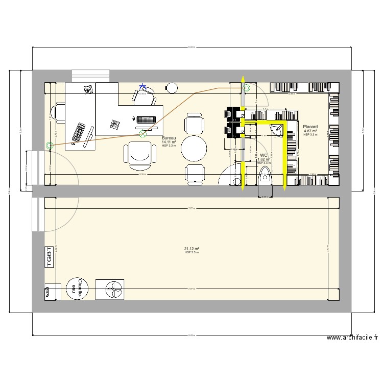 BUREAU LOCAL TEHNIQ 1D. Plan de 0 pièce et 0 m2