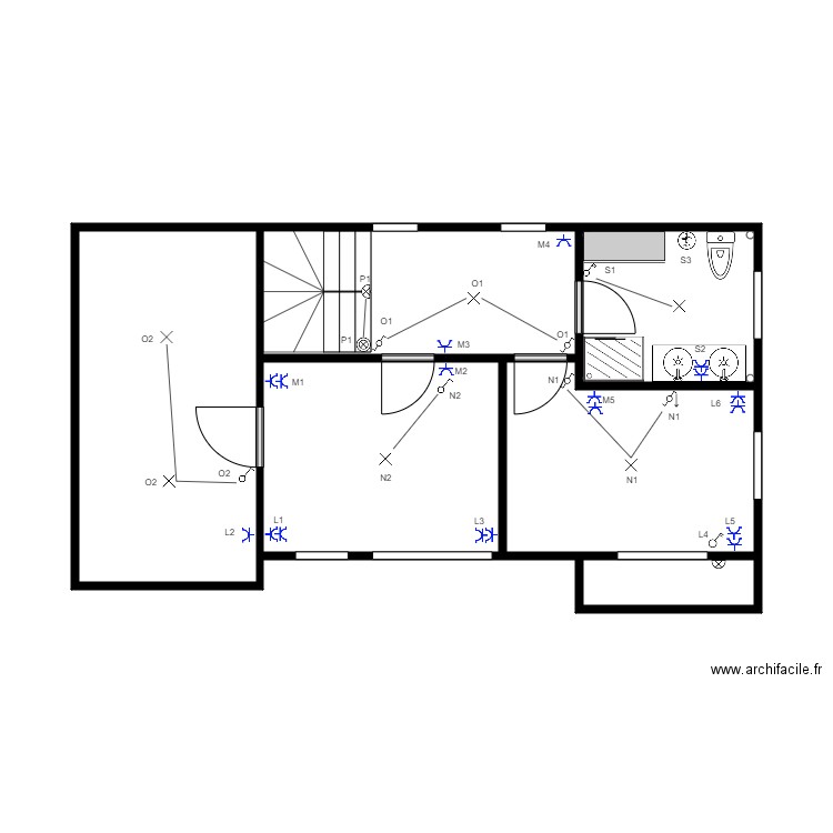 Electricité étage Floreffe. Plan de 0 pièce et 0 m2