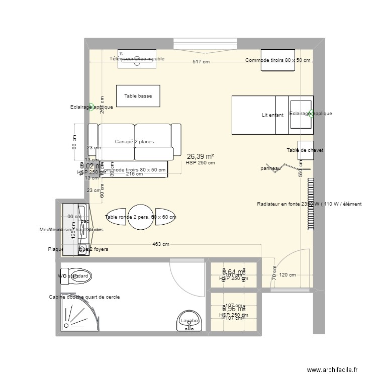 studio. Plan de 0 pièce et 0 m2