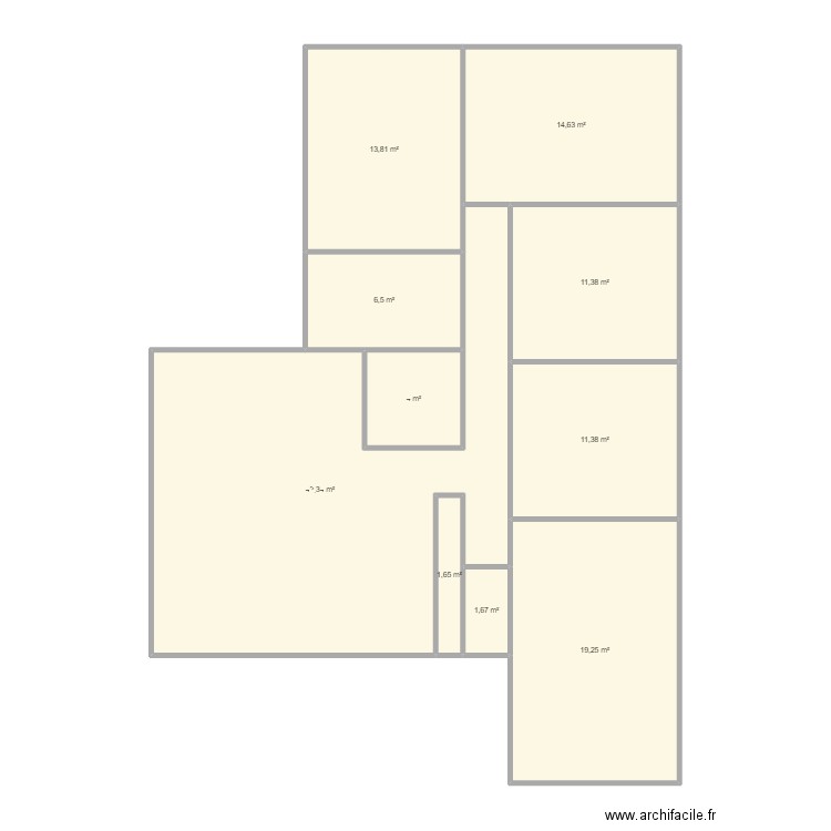 Maison étage 2. Plan de 10 pièces et 127 m2