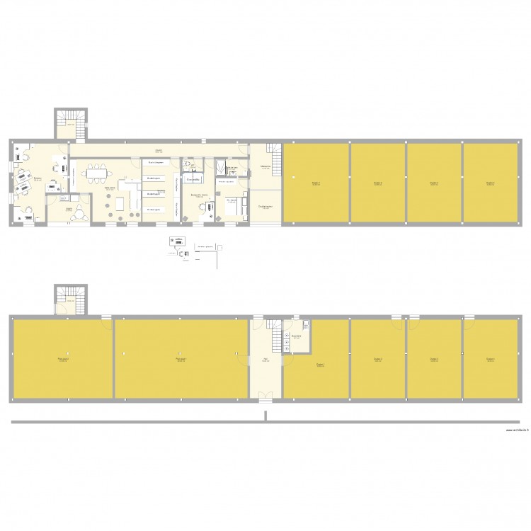 bâti 9 éléments communs ouest courssive nord loggia+greniers 1. Plan de 25 pièces et 614 m2