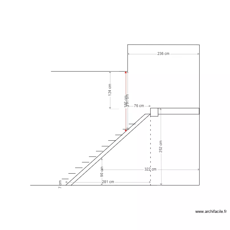 Escalier Mezzanine Entrée Départ 165 Hauteur 232 sur 12. Plan de Escalier Mezzanine Entrée Départ 165 Hauteur 232 sur 12. Plan de
