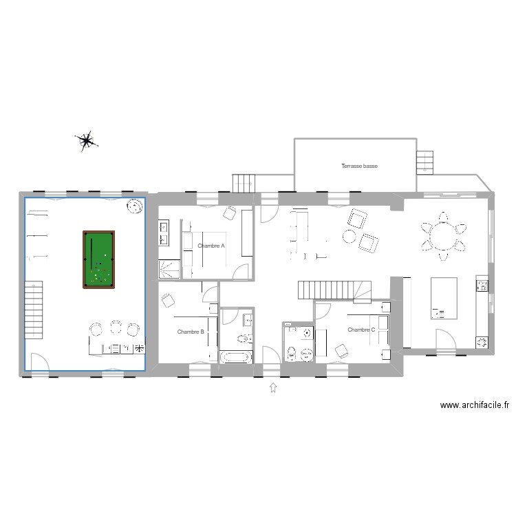 projet rdc 10 oct. Plan de 4 pièces et 59 m2