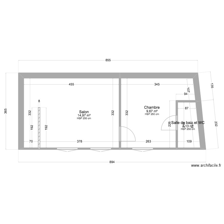 PLAN R+1 PROJET AURIA. Plan de 3 pièces et 27 m2