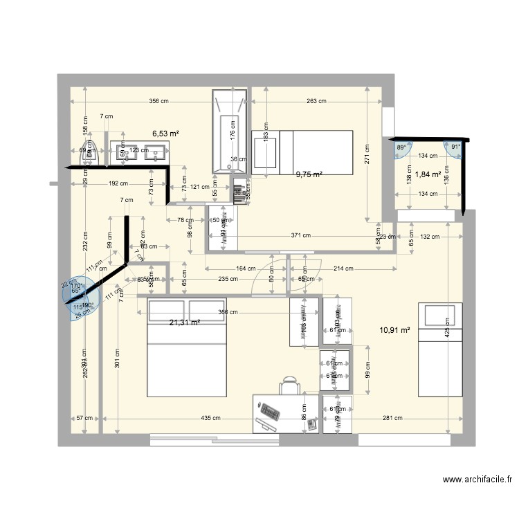 maison 1er 5122021 bis. Plan de 5 pièces et 50 m2