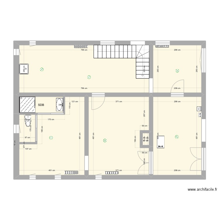 Stgal rdc existant. Plan de 7 pièces et 82 m2