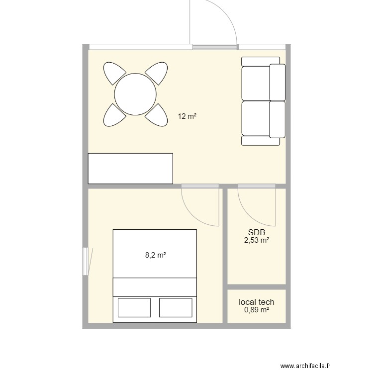 WAUTHELET. Plan de 4 pièces et 24 m2