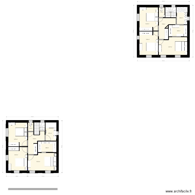 etage. Plan de 17 pièces et 124 m2