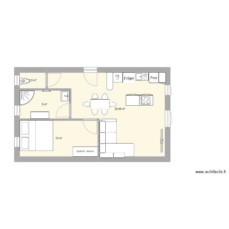 plan appart techno. Plan de 4 pièces et 42 m2