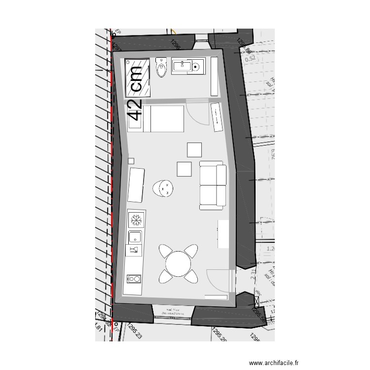 Studio - scénario 4 qua. Plan de 0 pièce et 0 m2