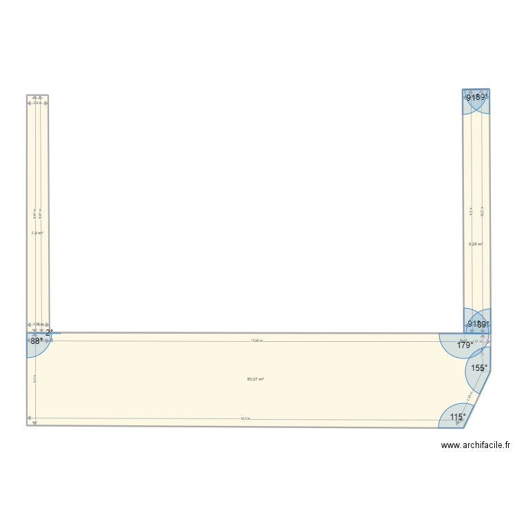 CAYHOL. Plan de 3 pièces et 78 m2