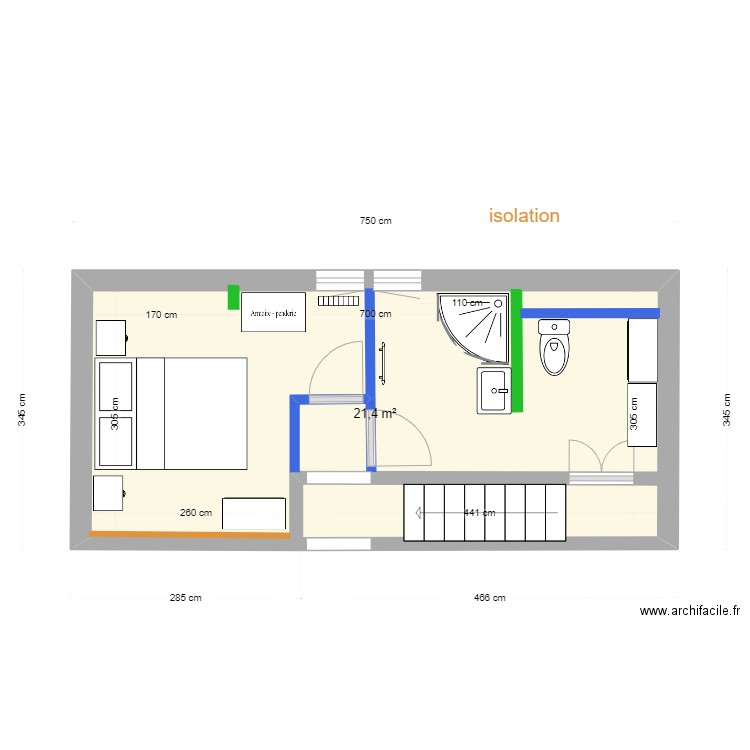 aménagement chalet niv1. Plan de 1 pièce et 21 m2