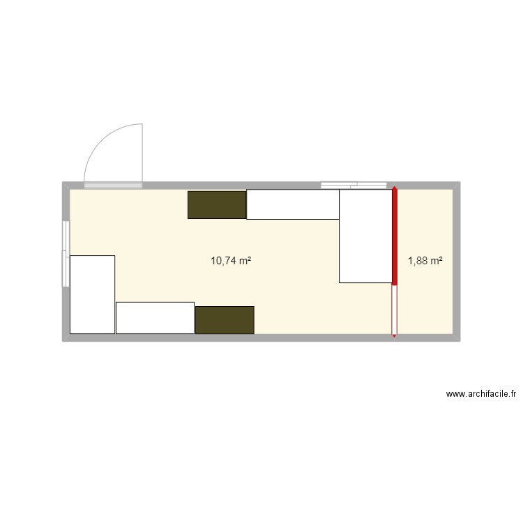 plan bureau bungalow. Plan de 2 pièces et 13 m2