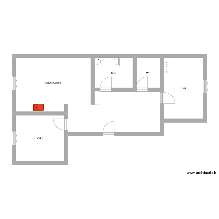 Prévost-Martin 55. Plan de 5 pièces et 71 m2