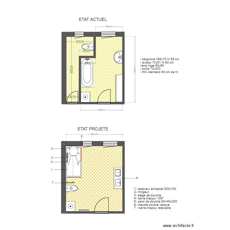 JAQUIER. Plan de 3 pièces et 24 m2