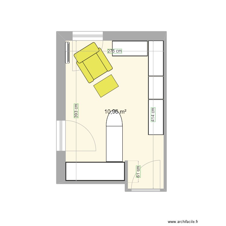 dressing 1. Plan de 1 pièce et 11 m2