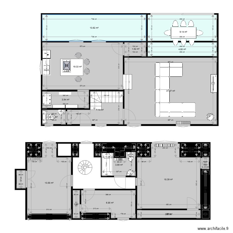 Etage extension. Plan de 0 pièce et 0 m2