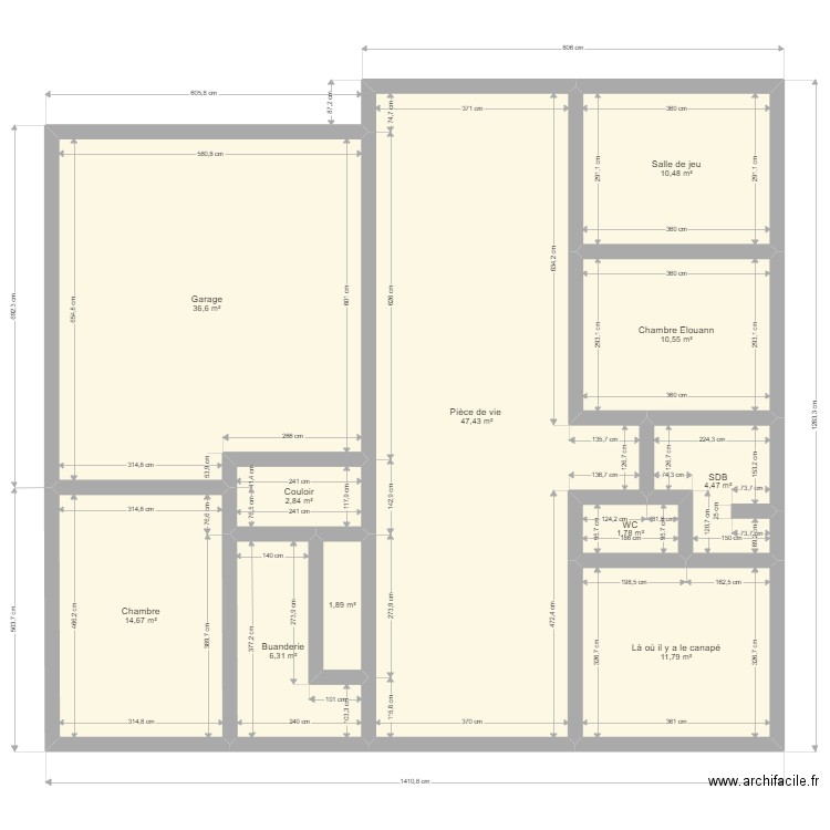 Maison Aurélie. Plan de 11 pièces et 149 m2