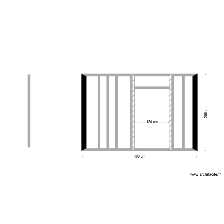 Mur simple 4 m x 266 Facade Entr&eacute;e. Plan de 
