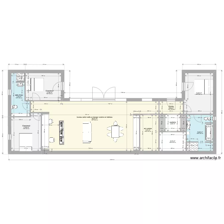 MAISON en U 135m2- changement de cuisine+ garage. Plan de 