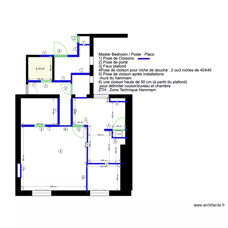 Master BedRoom (poste : Placo). Plan de 