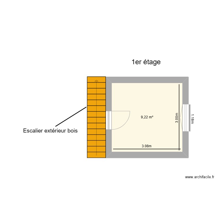 plan 1er étage Crégy. Plan de 1 pièce et 9 m2