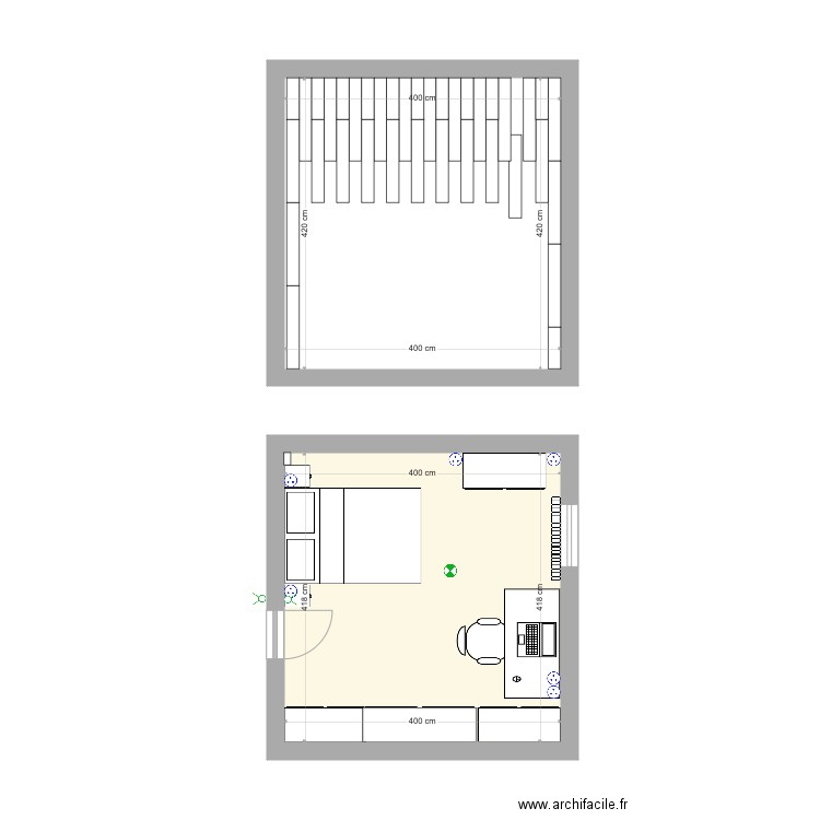 CH ETAGE JARDIN 2. Plan de 2 pièces et 34 m2